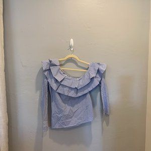 Blue and White Strip Off The Shoulder | Large